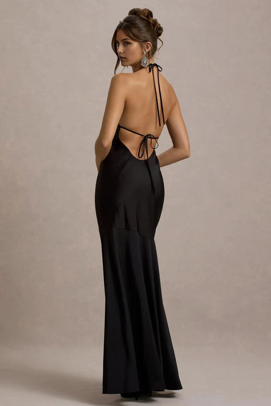 Daring Mermaid Halter Neck Sleeveless Open Back Floor Length Prom Dress by YiHuiw