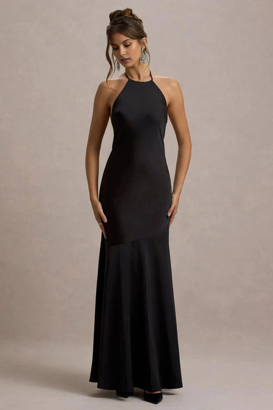 Daring Mermaid Halter Neck Sleeveless Open Back Floor Length Prom Dress by YiHuiw