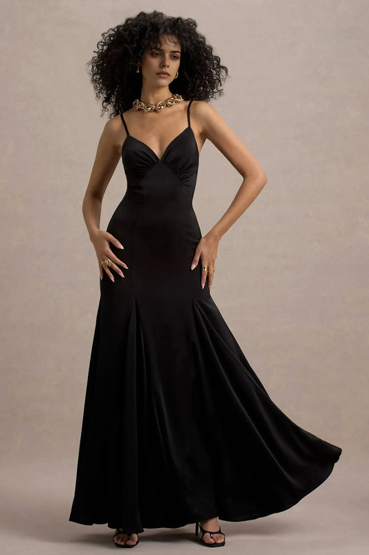 Daring Mermaid Plunge Neck Sleeveless Open Back Maxi Prom Dress by YiHuiw