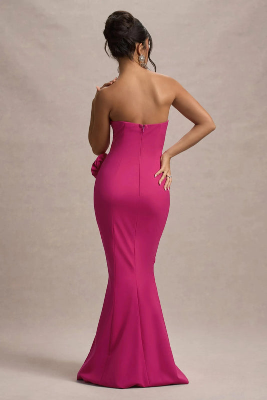 Daring Mermaid Strapless Sleeveless Floral Accent Floor Length Prom Dress by YiHuiw