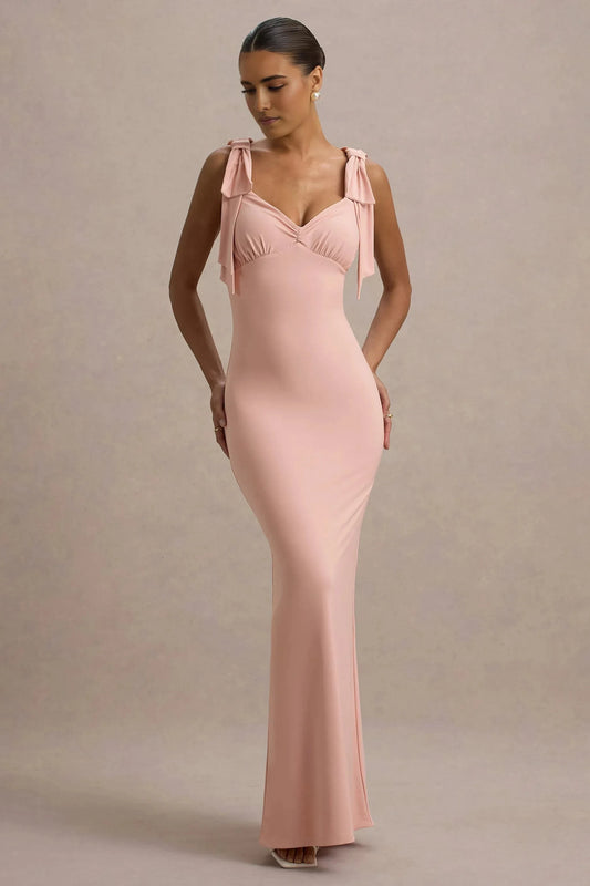Daring Mermaid Sweetheart Neck Sleeveless Bow Strap Floor Length Prom Dress by YiHuiw