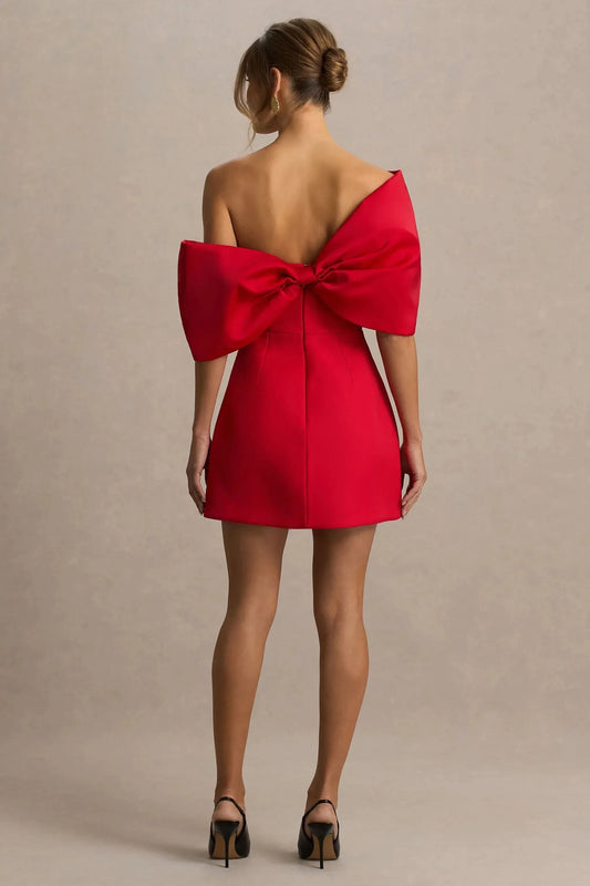 Daring Sheath One Shoulder Dramatic Bow Accent Short Prom Dress by YiHuiw
