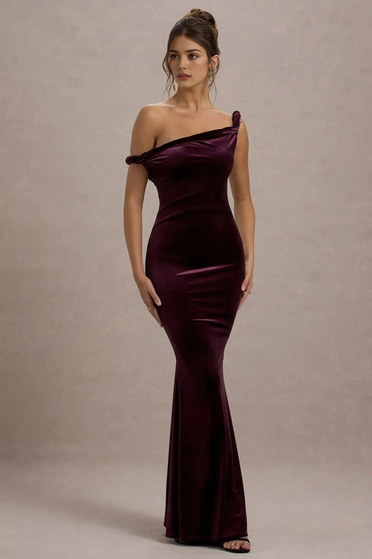 Dramatic Mermaid One Shoulder Ruched Accent Sleeveless Floor Length Prom Dress by YiHuiw
