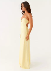 Dreamy A-Line V Neck Sleeveless Keyhole Cross-Back Floor-Length Prom Dress