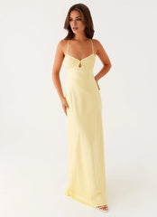Dreamy A-Line V Neck Sleeveless Keyhole Cross-Back Floor-Length Prom Dress