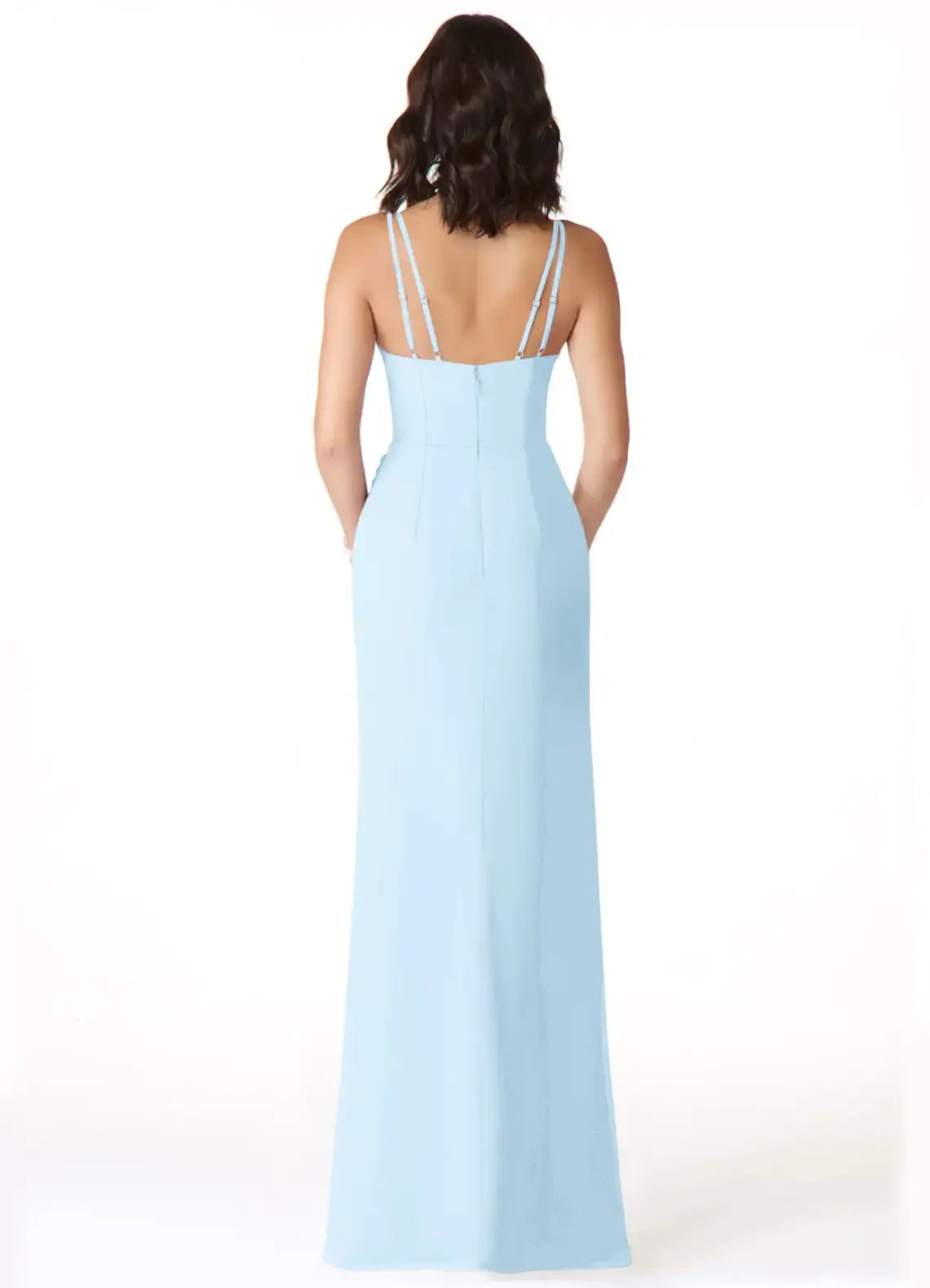 V-Neck Crepe High Slit Wedding Dress - Yihuiw by Yihuiw