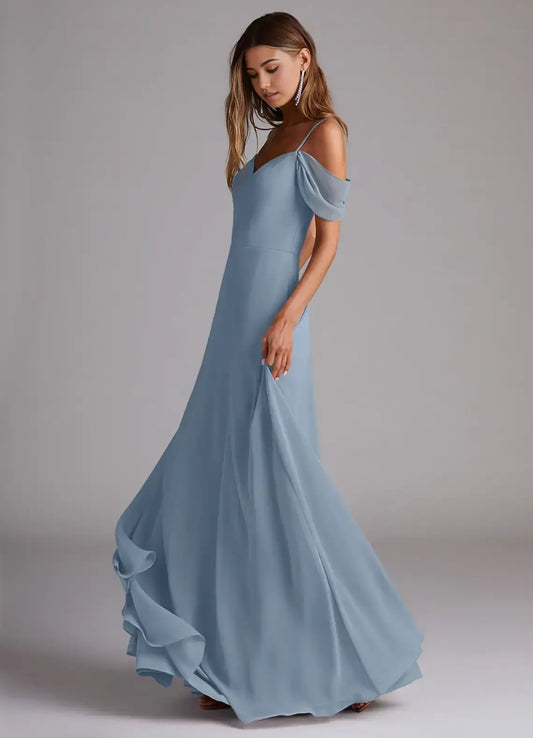 Blue A-Line Sweetheart Floor-Length Wedding Dress - Yihuiw by Yihuiw