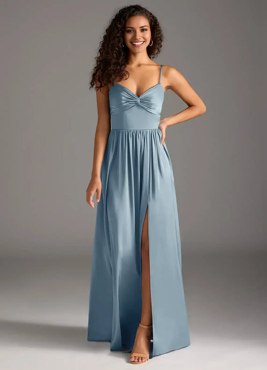 Blue A-Line Sweetheart High Slit Floor-Length Wedding Dress - Yihuiw by Yihuiw