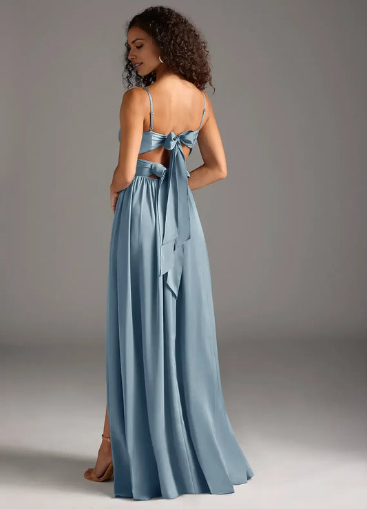 Blue A-Line Sweetheart High Slit Floor-Length Wedding Dress - Yihuiw by Yihuiw
