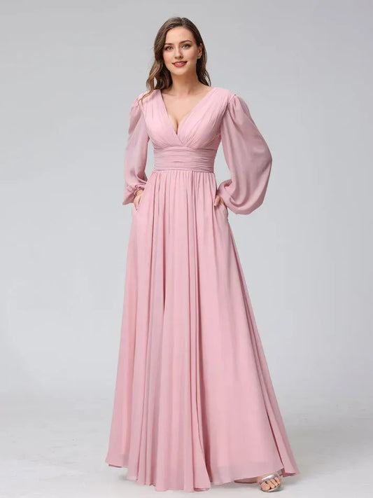 High Neck Chiffon High Slit Wedding Dress - Yihuiw by Yihuiw