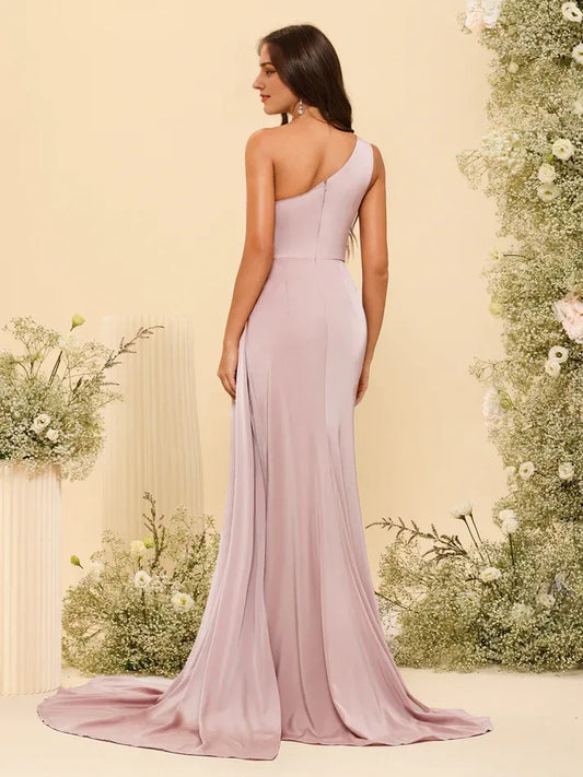Mermaid Satin High Slit Wedding Dress - Yihuiw by Yihuiw