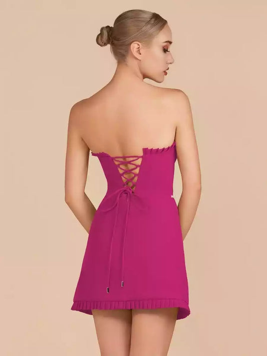 Easy to seduce off shoulder A-line mini sleeveless ruffle lace up back Homecoming Dresses