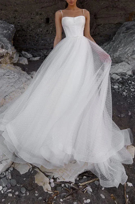 A-Line Sweetheart Floor-Length Wedding Dress - Yihuiw by Yihuiw
