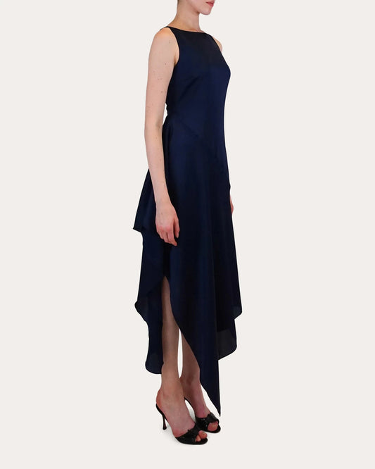 Elegant A-Line Boat Neck Sleeveless Solid Back High Low Midi For Adults Prom Dress by YiHuiw
