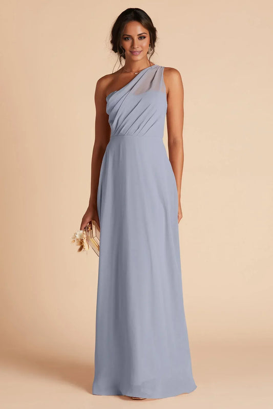 A-Line One-Shoulder Sleeveless Floor-Length Wedding Dress - Yihuiw by Yihuiw
