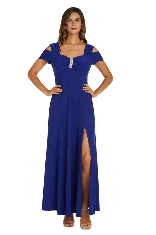 Elegant A-Line Square Neck Cold Shoulder Zipper Back Floor Length Prom Dress by YiHuiw