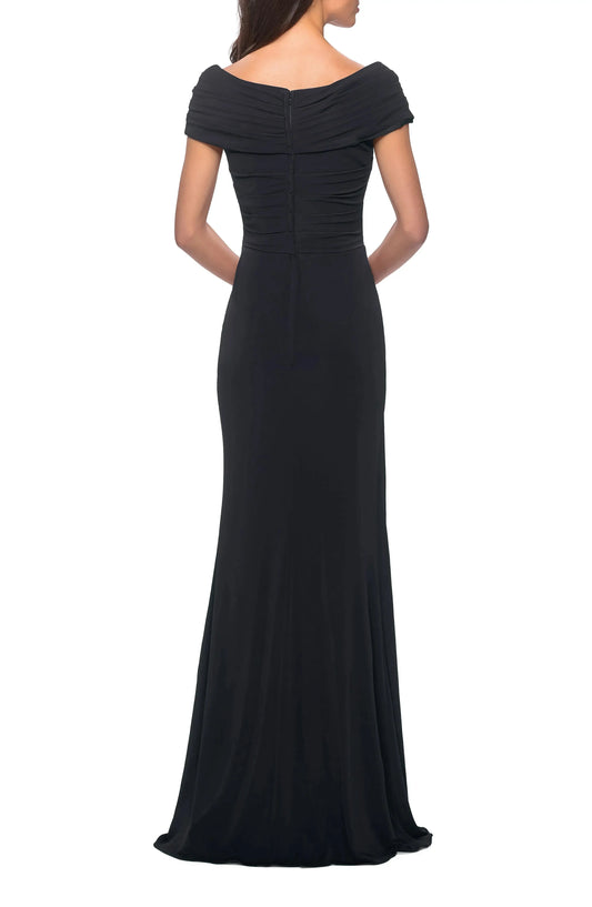 Elegant Mermaid Off-the-Shoulder Short-Sleeve Ruched Back Floor Length For Sale Prom Dress by YiHuiw