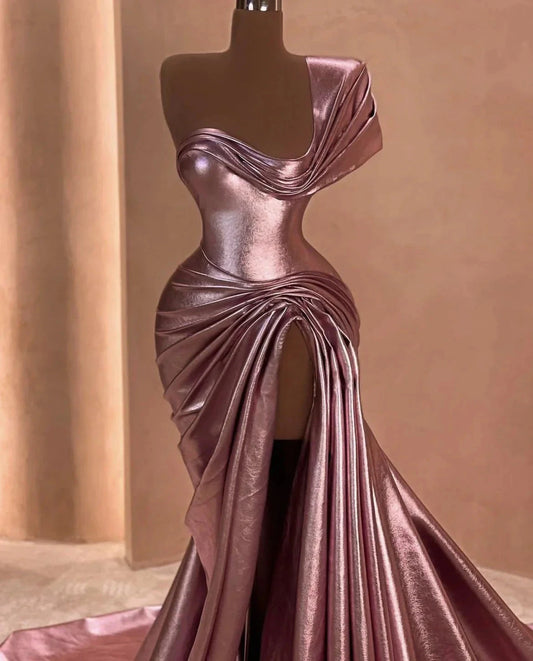 Elegant Long Satin Prom dress Evening Dress Party Dress simple gentle atmospheric and unique desi Bring summer colors to enhance whiteness by YiHuiw