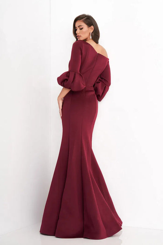 Elegant Mermaid Off-the-Shoulder Puffed Sleeve Floor-Length Evening Dress for Formal Events and Special Occasions