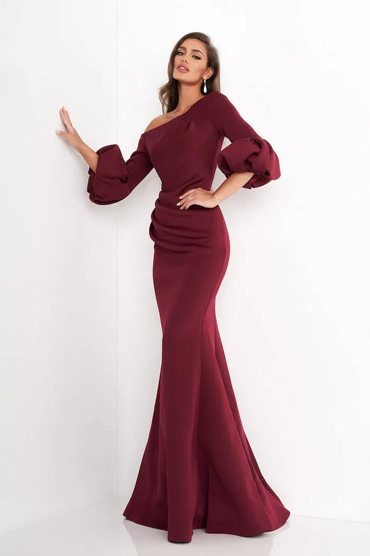 Elegant Mermaid Off-the-Shoulder Puffed Sleeve Floor-Length Evening Dress for Formal Events and Special Occasions