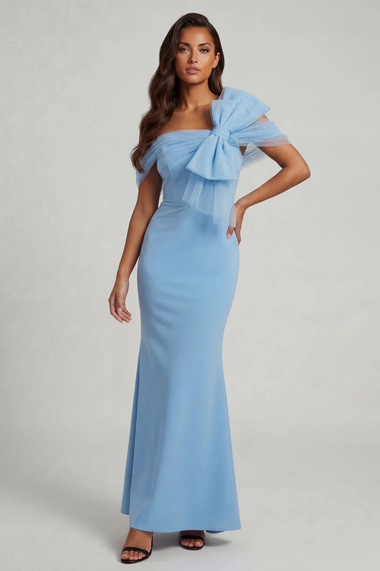 Elegant Off-Shoulder Tulle Bow Mermaid Mother of the Bride Dress