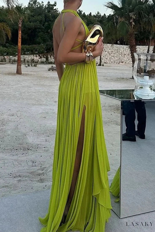 Elegant Wedding Guest Outfit A line Green Chiffon Prom Dresses Wedding Guest Dresses Graduation Dresses simple gentle atmospheric and unique desi Bring summer colors to enhance whiteness by YiHuiw