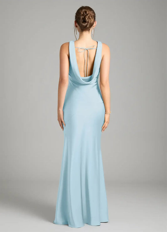 Mermaid Cowl Neck Sleeveless Floor-Length Wedding Dress - Yihuiw by Yihuiw