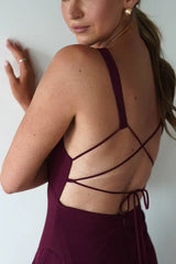 Elegant lightweight chiffon A-line V-neck lace-back layered ruffle midi evening dress