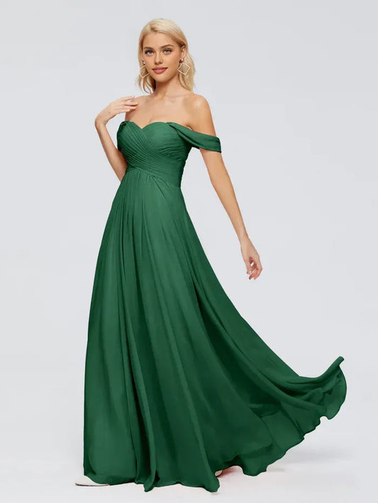 A-Line Sweetheart Chiffon Ruched Floor-Length Wedding Dress - Yihuiw by Yihuiw