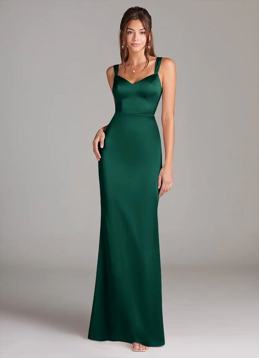 Mermaid Sweetheart Satin Pleated Floor-Length Wedding Dress - Yihuiw by Yihuiw