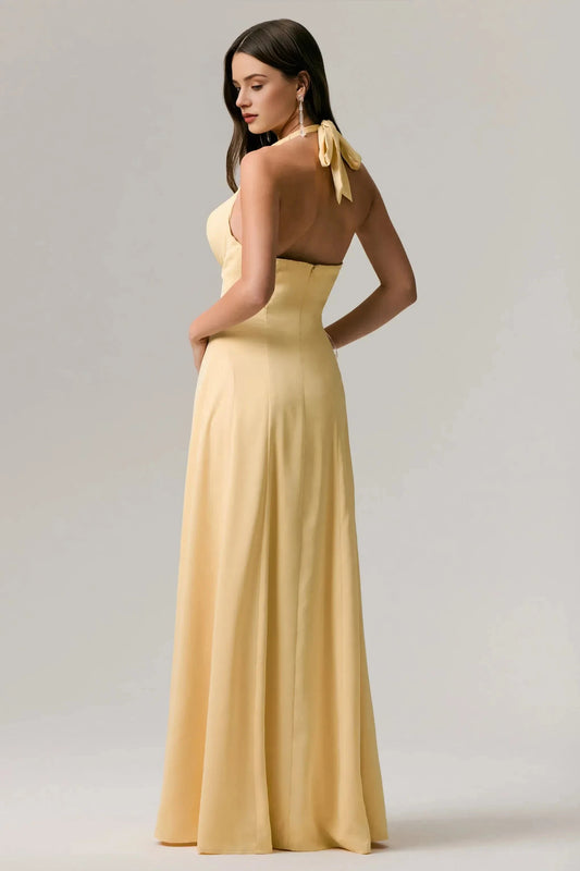 Enchanting Mermaid Halter Neck Sleeveless Open Back Floor Length Prom Dress by YiHuiw
