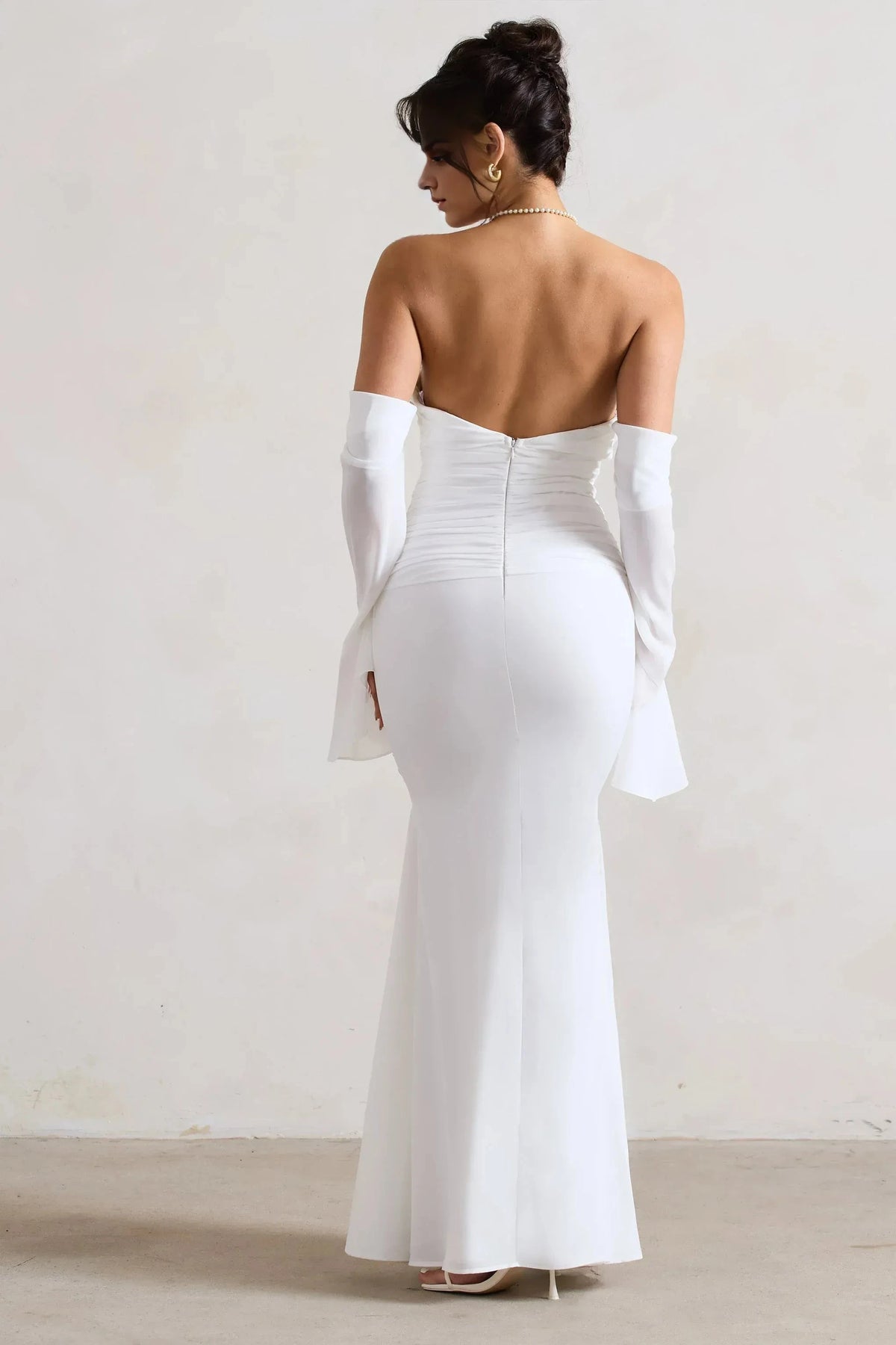 Enchanting Mermaid Sweetheart Off Shoulder Bell Sleeve Open Back Floor Length Plus Size For women Evening Dress by YiHuiw