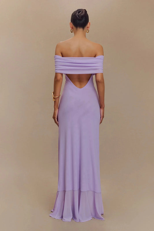 Enchanting Sheath Off Shoulder Short Sleeve Open Back Floor Length Prom Dress by YiHuiw