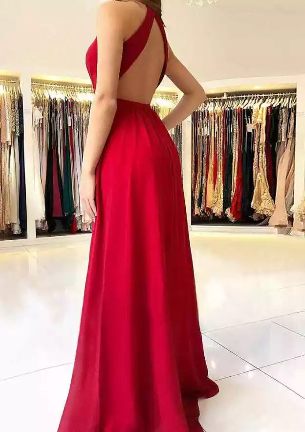 Encantadores vestidos de graduación estilo iglesia de lentejuelas, corte entallado/recto, con escote en V, espalda cruzada descubierta y cola larga