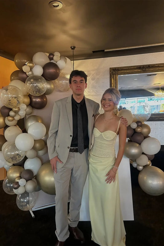 Enchanting Spaghetti Strap Prom Dresses with Sweetheart Neckline, Ruched Mesh Bodice, Side Slit and Flowing Satin Maxi Silhouette Formal Gown by JiMiss Dresses