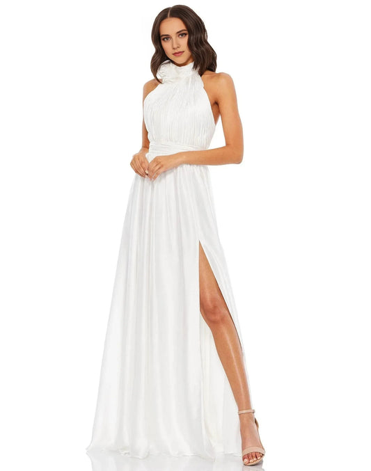 Ethereal A-Line Halter-Neck Sleeveless Open Back Floor Length Prom Dress by YiHuiw