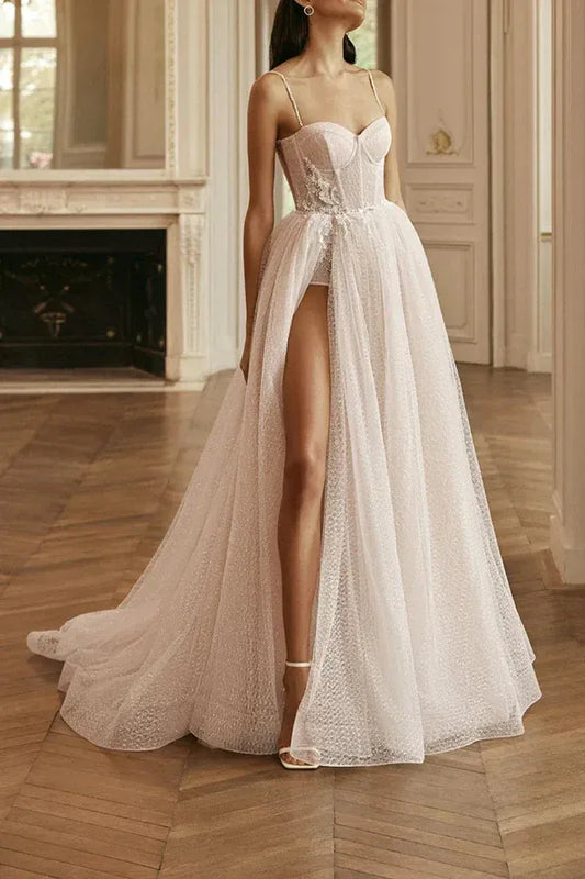 A-Line Sweetheart Floor-Length Wedding Dress - Yihuiw by Yihuiw