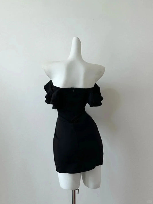 Fashion Elegant Ruffle Neckline Short Satin Homecoming Dress simple gentle atmospheric and unique desi Bring summer colors to enhance whiteness by YiHuiw
