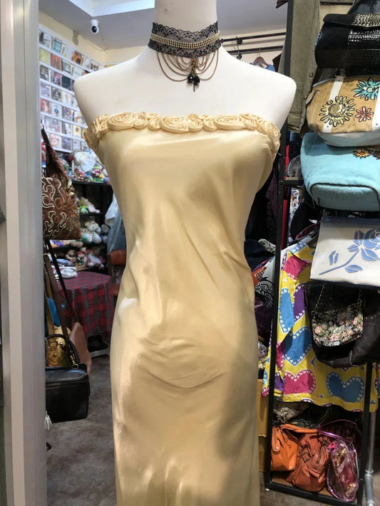 Fashion Floral Neckline Vintage Elegant Straps Long Satin Prom Dress Evening Dress simple gentle atmospheric and unique desi Bring summer colors to enhance whiteness by YiHuiw