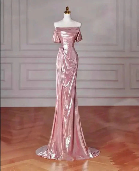 Fashion Long Satin Mermaid Slim Fit Evening Dress Birthday Party Dress simple gentle atmospheric and unique desi Bring summer colors to enhance whiteness by YiHuiw