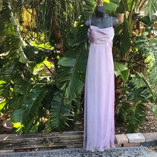 Fashion Spaghetti Strap Backless Long Chiffon Ball Gown Evening Dress simple gentle atmospheric and unique desi Bring summer colors to enhance whiteness by YiHuiw