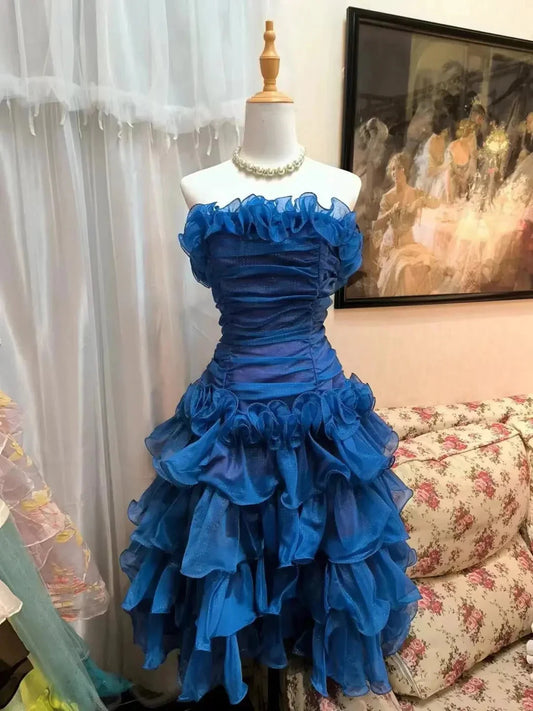 Fashion Vintage Elegant Strap Short Layered Tulle Homecoming Dress simple gentle atmospheric and unique desi Bring summer colors to enhance whiteness by YiHuiw