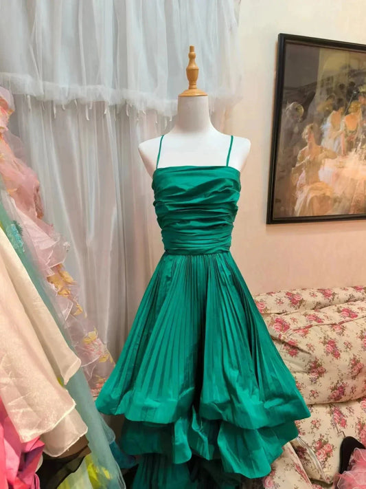 Fashion Vintage Elegant Strap Short Satin Homecoming Dress Prom Dress Evening Dress simple gentle atmospheric and unique desi Bring summer colors to enhance whiteness by YiHuiw