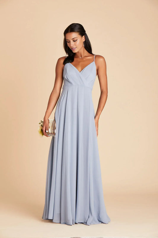 Empire Waist V-Neck Floor-Length Wedding Dress - Yihuiw by Yihuiw