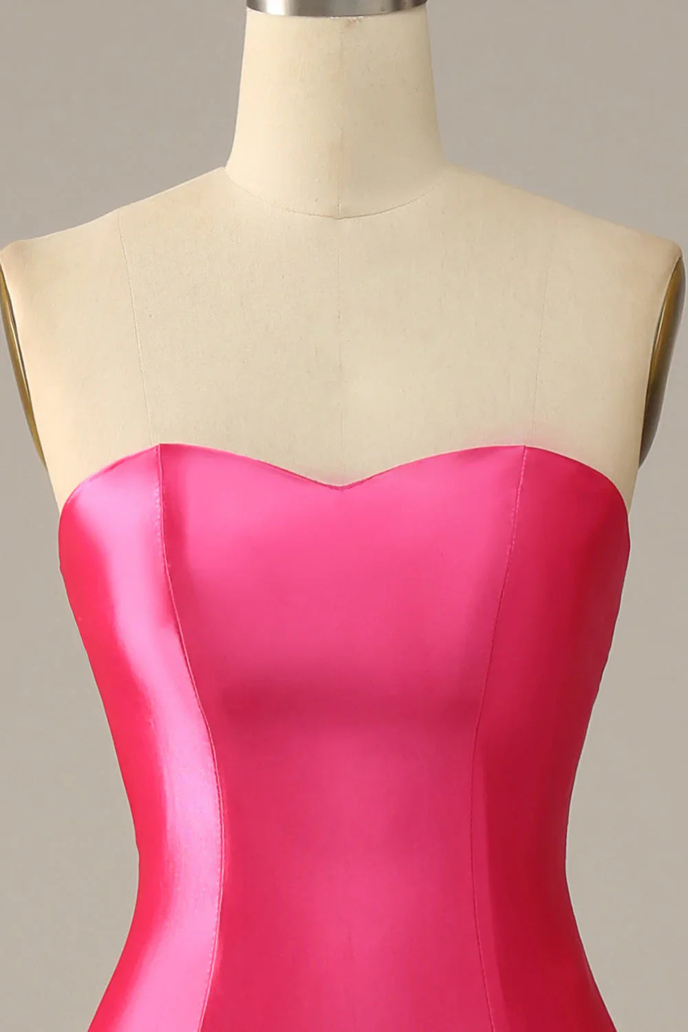 Vestido de graduación de satén rosa fucsia corte sirena con escote palabra de honor y abertura alta – Elegante vestido de noche formal
