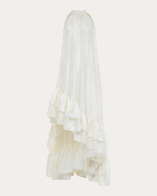 Glamorous A-Line Halter High Neck Sleeveless Open Back High Low Prom Dress by YiHuiw
