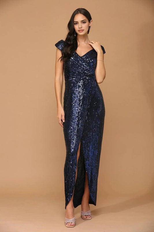Glamorous Sheath V-Neck Off Shoulder Zipper Back Floor Length Prom Dress by YiHuiw