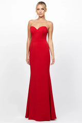 Glamorous Mermaid Strapless Sleeveless Sweetheart Neck Lace-Up-Back Floor-Length Evening Dress