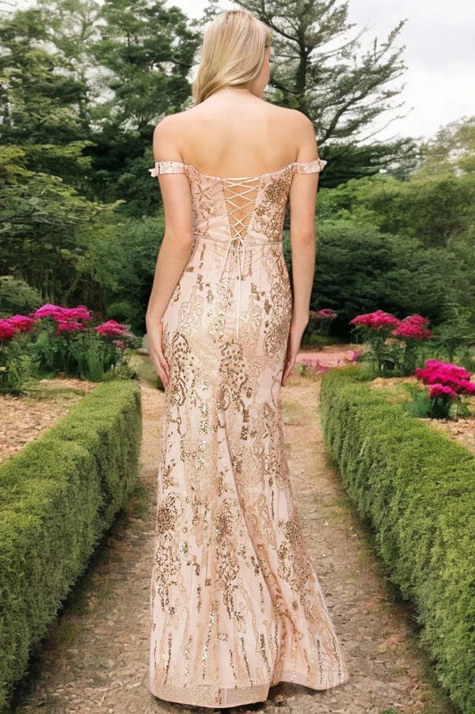 Glittering Mermaid Sweetheart Off Shoulder Lace Up Back Floor Length Prom Dress by YiHuiw