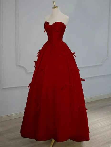Gorgeous Ball Gown Strapless Red Prom Dresses Formal Summer Wedding Guest Dresses Wedding Guest Outfits simple gentle atmospheric and unique desi Bring summer colors to enhance whiteness by YiHuiw